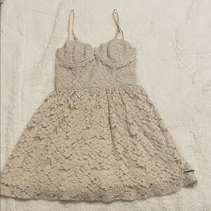 Abercrombie & Fitch Lace Mini Dress Cream Feminine Spring Summer Dress